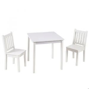 Table Enfant en Bois GINGER HOME avec 2 Chaises &iquest; Apprentissage, Dessin et Repas &iquest; Design Moderne Blanc - Neuf