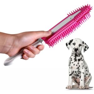 Jgd-Brosse &Agrave; Main En Caoutchouc &Agrave; Double Usage Pour Enlever Les Poils De Chat Et De Chien,R&eacute;utilisable,Portable, Les V&ecirc;tements, Les Fournitures Pour Animaux Domestiques (Rose) - Neuf