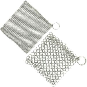 LETNERNY-Lot De 2 Nettoyants En Fonte, Nettoyeur En Fonte Pour Cocotte, Récureur De Chaîne, Nettoyeur En Fonte En Acier Inoxydable Pour Four, Poêles, Plaques De Cuisson, Assiettes À Dîner, Verres, Po - Neuf