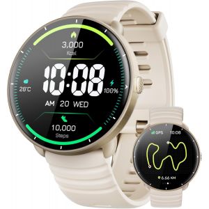 Montre Connectée avec GPS Intégré, 5ATM Étanche Smartwatch Natation pour Piscine/Eau Libre, Montre Connecté avec AMOLED Écran, 100+ Sports,Fréquence Cardiaque,Sommeil (Noir, 42 mm) - Neuf