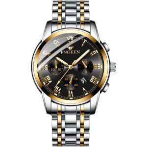 Montre Homme,Montre Bracelet Pour Hommes Daffaires,Bracelet En Acier Inoxydable,Etanche 30m,Aiguilles Lumineuses,Date Automatique,Chronographe Avec Mouvement &Agrave; Quartz,Coffret Cadeau.[J472] - Neuf