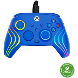 Turtle Beach Afterglow Wave Controller Bleu Manette de jeu RGB filaire - Licence pour Xbox Series XS, Xbox One et Windows - Boutons programmables, gachettes &agrave; effet Hall, commandes audio - Neuf