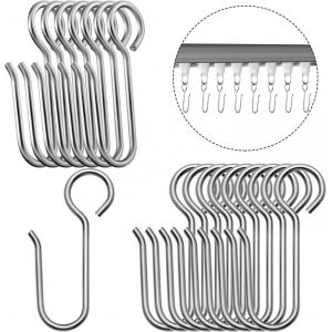 100 Pcs Rideau Rod en Metal Crochets, des Petits Crochets en Forme de S, Rideau Rod en Metal Crochets de Plafond de Rod de Rideau - Neuf