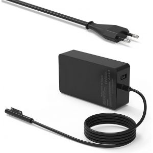 Chargeur 65W 15V 4A Compatible avec Microsoft Surface Pro 3/4/5/6/7/7+/8/9/10/11/X, Surface Laptop 2/3/4/5/6/7, Surface Go 1/2/3/4, Surface Book 1/2/3, avec Port USB, Adaptateur Alimentation - Neuf