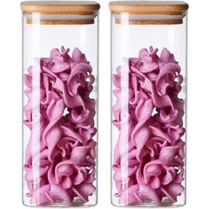 Kal-Bocaux De Conservation En Verre Avec Couvercle En Bambou Hermétique Pour Pâtes Et Céréales Pour Spaghetti, Pâtes, Pâtes, Pâtes, Farine, Grains De Café (20 X 8 Cm) - Neuf