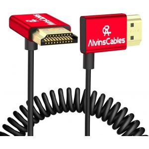 Câble Hdmi 8K 2.1 48 Gbps Haute Vitesse ¿2,4 Mm Ultra Fin Hdmi 8K@60Hz 4K@120Hz Pour Sony A7 A9, Bmpcc,Canon C70,Atomos Ninja,Smallhd,Câble Enroulé Jusqu'À Angle Droit - Neuf