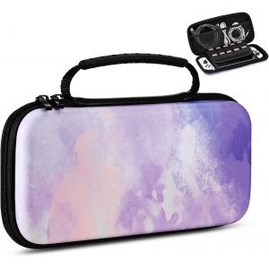 Housse de Protection Compatible avec Switch OLED 2021 & Switch, &Eacute;tui de Rangement avec 10 Emplacement pour Carte de Jeu, Coque en PU Portable pour Manette & Accessoires - Neuf