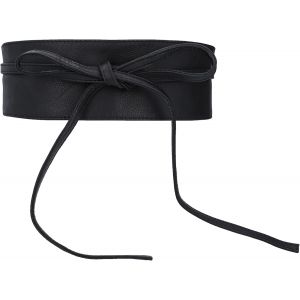 Cauc-Ceinture En Cuir Federica Pour Homme Et Femme - Large Ceinture Enroul&eacute;e &Agrave; Lacets - Ceinture En Cuir Simple &Agrave; Nouer - Accessoires En Cuir, Noir , Taille Unique - Neuf