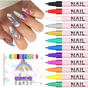 Kal-Nail Art 3d 0,7 Mm Vernis À Ongles À Séchage Rapide Marqueurs Pour Nail Art Peinture Acrylique Point Graffiti Dotting Liner Stylo Outils Pour La Maison Le Salon Manucure (12 Colors) - Neuf