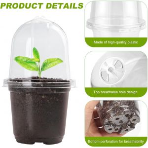 KALANKA-12 Pcs Pot de Plantation avec Couvercle, 15×9cm Pots de Pépinière Transparents avec 5 Tags 3 Outils de Jardinage pour Graines, Semis et Plantes Succulentes - Neuf
