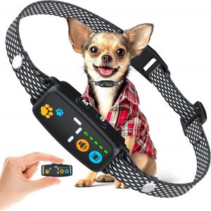 Collier Anti Aboiement Chiens - Intelligente Anti-Aboiement Collier Rechargeable Avec 7 Niveaux De Sensibilité, 3 Modes Réglables, Étanche Ip67 De Dressage Ge Pour Petit Moyen (Noir) - Neuf