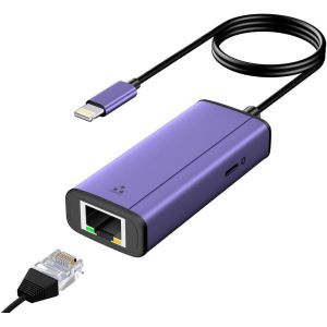 ChenQuanSarl-Adaptateur Lightning Vers Ethernet 2 En 1 - Secteur + Ethernet Pour Iphone/Ipad - R&eacute;seau Haut D&eacute;bit 1000/100/10 Mbps - Neuf