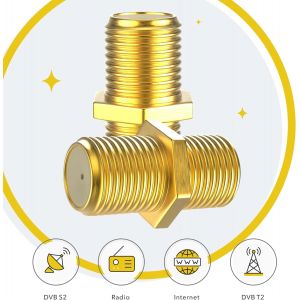 Redstar24 Sat Adaptateur Connecteur &iquest; Lot De 2 | Connecteur F Femelle Pour C&acirc;ble Sat & Coaxial | Adaptateur & Rallonge Id&eacute;al Pour Antenne Sat & Installations Bk[Z1105] - Neuf