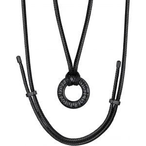 Collier Viking Homme, Pendentif Anneau De M&ouml;bius Acier Inoxydable, Cordon Cuir Pendentif Runique Rond/Triangle/Infini/Barre/Troll, Bijoux Amulette Porte Bonheur - Neuf