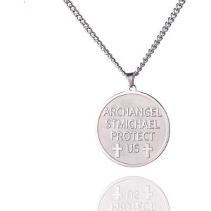 Kal-Collier St. Michael Pour Les Hommes St Michael Archange Pendentif Saint Collier M&eacute;daille Catholique Patron Amulette Bijoux Religaieux Cadeau De Confirmation Pour Gar&ccedil;on - Neuf