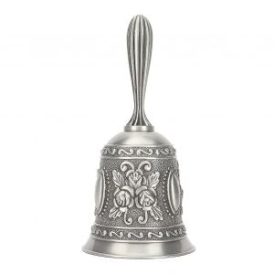 Vintage Main Bell Fleur Sculpture Alliage De Zinc Anneau De Main Bell Pour Bar Wedding School Argent - Neuf