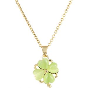 Kal-Collier, Collier Trefle, Bijoux Femme, Collier Pendentif Tr&egrave;fle &Agrave; Quatre Feuilles, Collier Et Pendentif Femme Fille, Pendentif Tr&egrave;fle &Agrave; Quatre Feuilles, Pour Fillette Et Femme, Vert - Neuf
