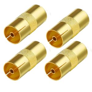 MEVRONISSHOP-Connecteurs coaxiaux d'antenne TV femelle &agrave; femelle Adaptateur d'antenne TV femelle &agrave; femelle pour c&acirc;ble d'antenne c&acirc;ble satellite plaqu&eacute; or 4 pi&egrave;ces - Neuf