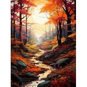 Ayuhr-5d Diamond Painting Complet Rivière Forestière, Broderie Peinture Diamant Painting Paysage Kit Round Full Drill Complet Décoration De Pour La Décoration Murale De La Maison 30x40 Cm - Neuf