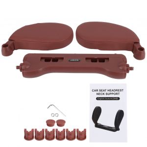 Appuie-Tete Confortable En Cuir Pu Pour Siege Auto, Coussin Lateral Pour La Tete Et Le Cou, Support De Couchage Pour Enfants Et Personnes Agees, Marron - Neuf