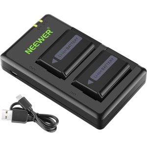 NEEWER NP-FW50 Chargeur de Batterie pour Appareil Photo Compatible avec Sony A6000, A6500, A6300, A6400, A7, A7II, A7RII, A7SII, A7S, A7S2, A7R, A7R2, A55, etc. (2 Batteries, Micro USB Port, 1100mAh) - Neuf