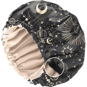 Bonnet Satin Cheveux Nuit, &Agrave; Double Couche R&eacute;glable Et Bandes &Eacute;lastiques Int&eacute;gr&eacute;es,Ce Bonnet Satin Combine Un Design Mignon Pour Femmes Et Filles (O11-Motif Vache L&eacute;opard) - Neuf