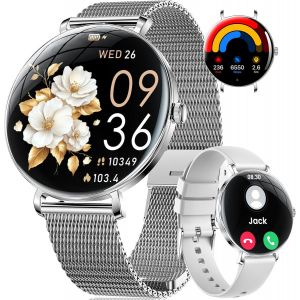 Montre Connectée Femme Avec Appel Bluetooth, 1.43"" Hd Amoled Smartwatch Pour Android Ios, Santé Au Féminin, Montre De Fitness 100+ Modes Sportifs, Sommeil, Fréquence Cardiaque, Podometre Calories,Ip6 - Neuf