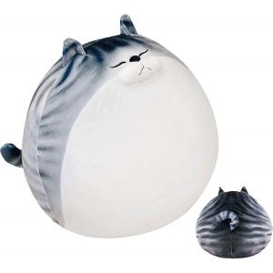 Peluche chat mignon et gras, animal en peluche ray&eacute;, chat tigr&eacute; kawaii, grand jouet doux, cadeau pour enfant-UN - Neuf