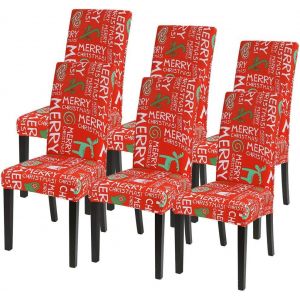 6 PCS Tron&ccedil;on de No&euml;l Pr&eacute;sident de Couverture, de Non-Glissement &agrave; Manger Chaise de Couverture, Facile &agrave; Installer et &agrave; la Machine, une Chaise Moderne, Couverture pour la D&eacute;coration de Cuisine de l - Neuf