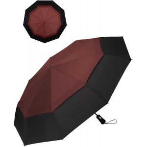 Parapluie Pliant Compact - Parapluie Homme Automatique Resistant Vent, Parapluies De Voyage Portables, Auvent &Agrave; Double Ventilation Rev&ecirc;tement En 210t, Port&eacute;e 102 Cm, 9 Sections - Neuf