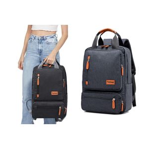 Sac &agrave; dos en toile pour homme, id&eacute;al pour ordinateur portable et voyages - Gris fonc&eacute; - Neuf