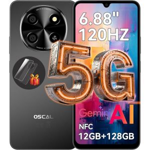 MEVRONISSHOP-Tiger 8 Telephone Portable 5G, 6.88'' HD+ 120Hz, Telephone Pas Cher Android 15, Unisoc T8100, 12Go+128Go/2To TF, 5000mAh/18W, 16MP+8MP, Smartphone 5G Dual SIM/NFC/OTG/Face ID/Fingerprint - Neuf