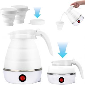 Kalanka-Bouilloire Pliable De 600 Ml Avec 2 Gobelets Pliables, Mini Bouilloire De Voyage Portable Pour Camping, Voyage, Vacances - Neuf