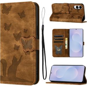 Kal-Coque Pour Samsung Galaxy S25 Edge (6,7 Pouces) 5g Housse De Protection Premium Pu Cuir Portefeuille Protection Porte Carte Fonction Support Flip Case Pour Samsung Galaxy S25 Edge-Marron - Neuf