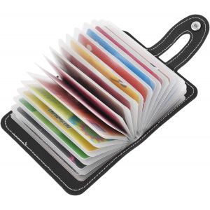 KALANKA-Porte Carte de Crédit pour Femmes Homme, Porte Cartes de Visite PU Cuir Sac à Main Portefeuille pour 26 Carte (Noir) - Neuf
