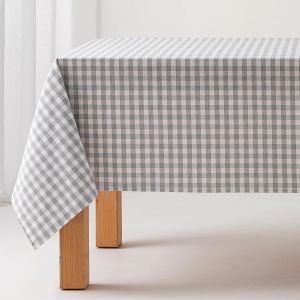 Eryi-Nappe Anti-Taches Tableau Vichy, Coton, Toucher Tissu, 140x100 Cm, Couleur Gris Clair - Neuf