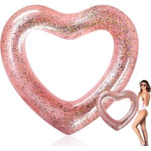 Cap-Bouée De Natation Gonflable En Forme De C?ur, Anneau De Natation En Forme De Coeur Bague De Bain En Pvc, Pour Piscine, Plage, Fête - Neuf