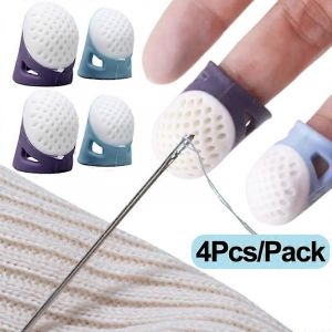 4pcs D&eacute;s &Agrave; Coudre Antid&eacute;rapant Couvre-Doigt En Silicone Coudre Bouts De Doigts Prot&egrave;ge-Protecteur &Eacute;vid&eacute; Bricolage &Agrave; La Main Au Point De Croix Outils De Couture - Neuf
