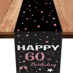 60. Décoration De Table D'anniversaire Pour Femme-Or Rose-Chemin De Table Pour 60 Ans-Décoration D'anniversaire-180x35cm,30334 - Neuf