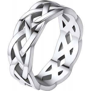 Tianyi-Bague Triquetra Homme Femme,Anneau Bande Celtique Celte Taille 54-72,Bijoux Fantaisie Cadeau Noel Anniversaire Pour Femmes Enfant Filles - Neuf