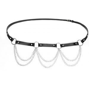 Kalanka-Ceinture Gothique Avec Cha&icirc;nes, Cha&icirc;ne De Corps En Cuir Gothique Rave, Cha&icirc;ne De Taille En Cuir Punk, Discoth&egrave;que Corps Cha&icirc;ne Pour Femmes - Neuf
