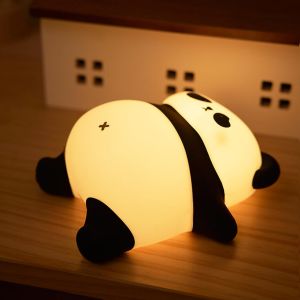 Trahoo-Veilleuse Bébé, Veilleuse Panda Pour Enfants - Lampe Tactile Usb Rechargeable, 3 Niveaux De Luminosité, Minuteur 30 Min, Veilleuse En Silicone Pour Chambre D'enfant, Cadeau Garçon Et Fille - Neuf
