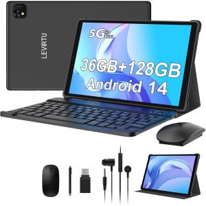 ChenQuanSarl-Tablette 10 Pouces Android 14 Avec Octa-Core,36Gb Ram+128Gb Rom (1Tb Tf),2.4G+ 5Gwifi,Bluetooth 5.0,Gps,8000Mah,13Mp+8Mp,Fhd 1920 * 1200,Tablette Tactile De Faciale Avec Clavier,Noir - Neuf