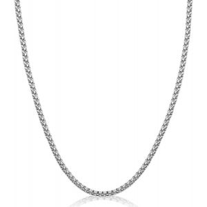 Kal-Collier Cha&icirc;ne Rolo Or/Argent, Collier De Cha&icirc;ne Rolo Carr&eacute; 2/3/4/5/6mm Pour Femmes Collier De Cha&icirc;ne Rolo En Acier Inoxydable Bo&icirc;te &Agrave; Cha&icirc;nes 41-76 Cm - Neuf