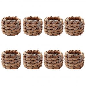 8pcs Country Style Anneau De Serviette Tissé À L'eau,Anneau De Serviette En Paille Tissé À La Main,Serviette De Table Naturelle De Ferme - Neuf