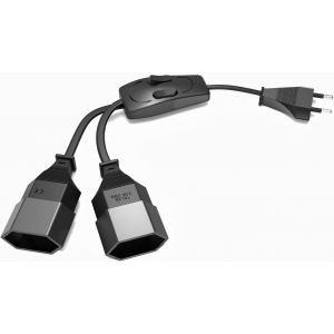 EU extension cord with switch 1pcs splitter European plug plug type c (straight) to european plug extension cable black - Neuf