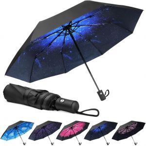 Parapluie de Voyage, Parapluie Anti-Temp&ecirc;te avec 8 Nervures, Ouverture/Fermeture Automatique, Petit - Compact, Parapluie Portable pour Hommes et Femmes, Parapluie Automatique Coupe-Vent - Neuf