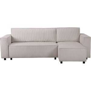 Canap&eacute; d'angle en velours c&ocirc;tel&eacute; "Montaigne S" - 3 places - Beige - Neuf