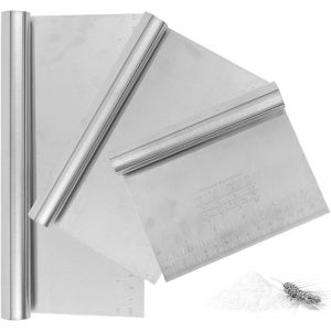 Mevronisshop-3 Pi&egrave;ces Coupe Pate Boulangerie En Acier Inoxydable, 15/20/25cm Spatule Cuisine Inox, Spatule Patisserie Avec &Eacute;chelle De Mesure, Grattoir &Agrave; P&acirc;te Pour Corne Patisserie G&acirc;teaux Pizzas Tart - Neuf
