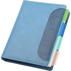 Carnet Cuir A5-1 Pc Cahier Quadrillé-14x21cm Bloc Note A5-Bleu Lac Carnet Cuir Pu-100gsm Notebook A5 Carreaux 5mm-120 Feuilles/240 Pages Cahier À Anneaux A5 Voyage - Neuf
